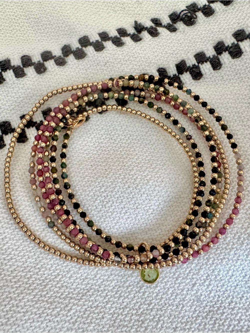 Gold Filled & Ombré Semi Precious Tourmaline Wrap Bracelet / Necklace - Picture 1 of 4